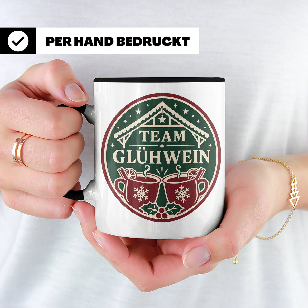 Glühwein Tasse Team Glühwein - Weihnachtstasse Weihnachtsmar – Schwarz [farbe:schwarz]