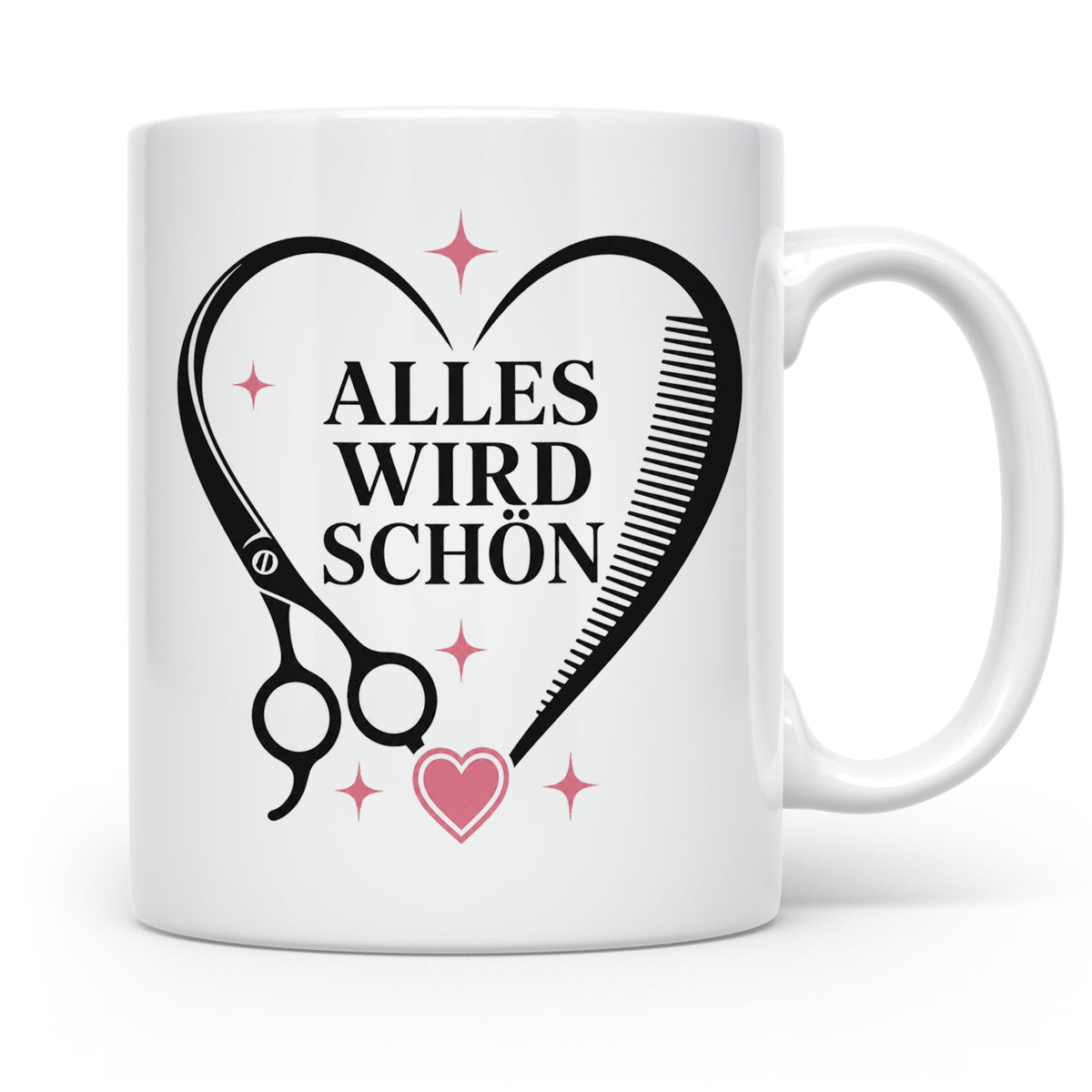 Friseurin Tasse Alles wird schön - Geschenk für Friseur Fris – Weiß [farbe:weiß]