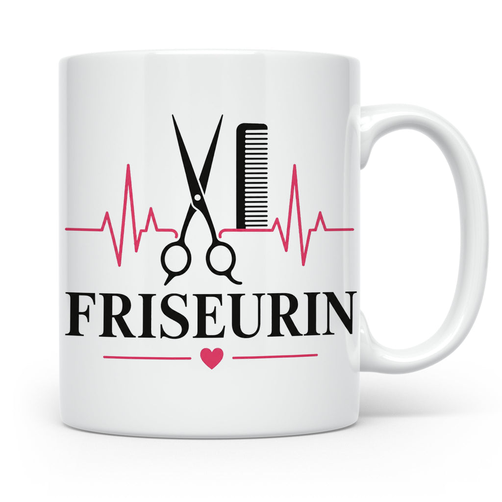 Friseurin Tasse Herzschlag - Geschenk für Friseur Friseurmei – Weiß [farbe:weiß]