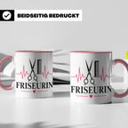 Friseurin Tasse Herzschlag - Geschenk für Friseur Friseurmei – Rosa [farbe:rosa]