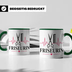 Friseurin Tasse Herzschlag - Geschenk für Friseur Friseurmei – Grün [farbe:grün]