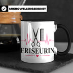 Friseurin Tasse Herzschlag - Geschenk für Friseur Friseurmei – Schwarz [farbe:schwarz]