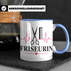 Friseurin Tasse Herzschlag - Geschenk für Friseur Friseurmei – Blau [farbe:blau]