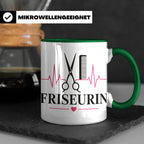 Friseurin Tasse Herzschlag - Geschenk für Friseur Friseurmei – Grün [farbe:grün]