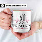 Friseurin Tasse Herzschlag - Geschenk für Friseur Friseurmei – Rot [farbe:rot]