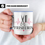 Friseurin Tasse Herzschlag - Geschenk für Friseur Friseurmei – Blau [farbe:blau]