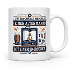 3D Druck Tasse Unterschätze niemals einen alten Mann mit ein – Weiß [farbe:weiß]