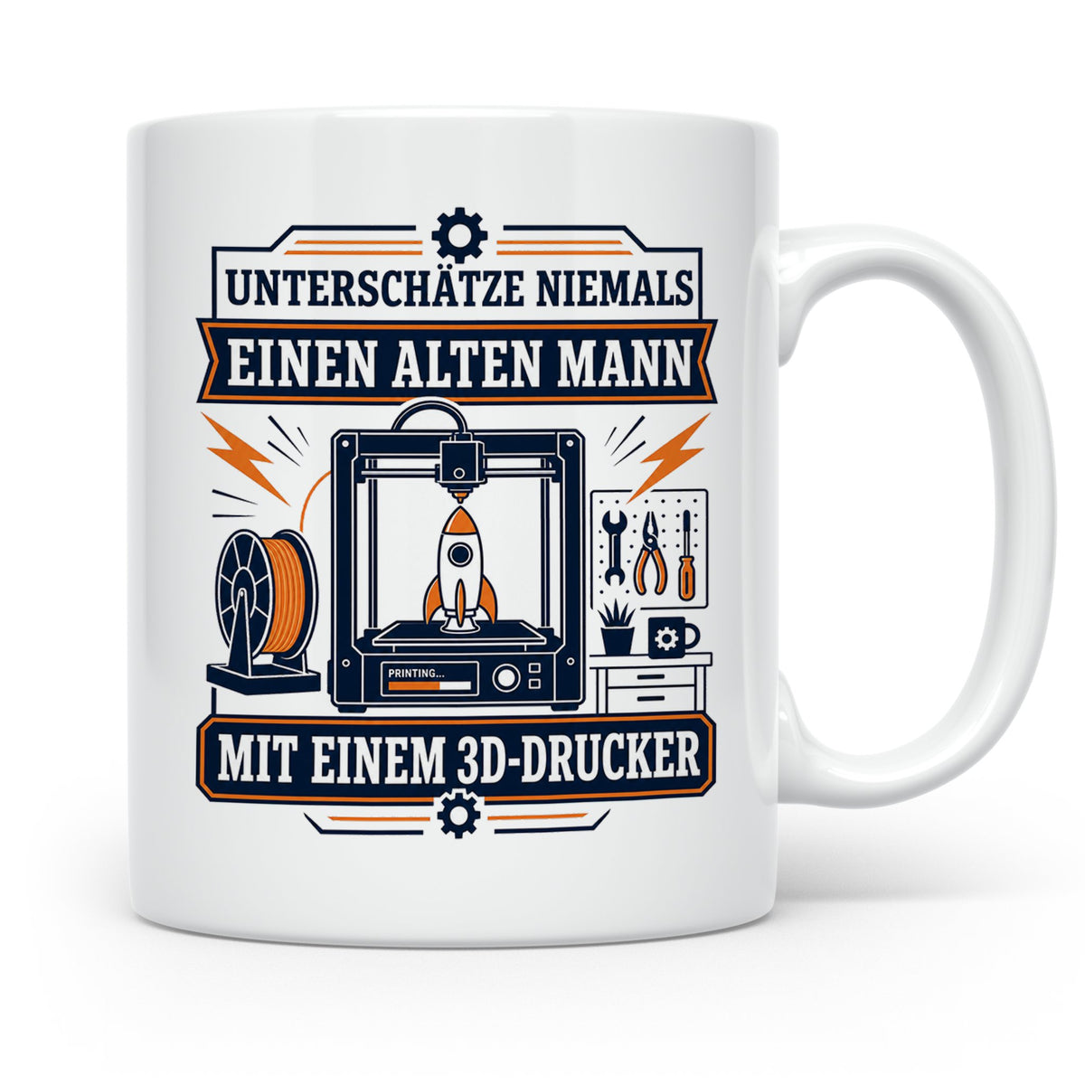 3D Druck Tasse Unterschätze niemals einen alten Mann mit ein – Weiß [farbe:weiß]