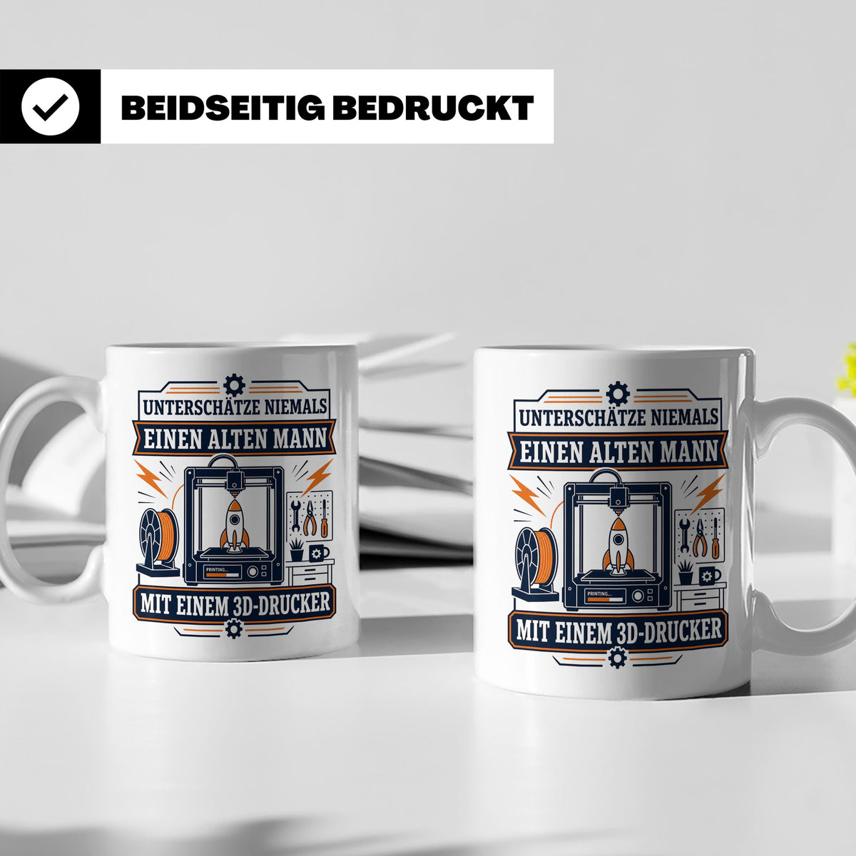 3D Druck Tasse Unterschätze niemals einen alten Mann mit ein – Weiß [farbe:weiß]