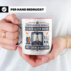 3D Druck Tasse Unterschätze niemals einen alten Mann mit ein – Rosa [farbe:rosa]