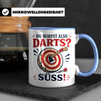 Axtwerfen Tasse Du wirfst also Darts Süß - Lustiges Geschenk – Blau [farbe:blau]