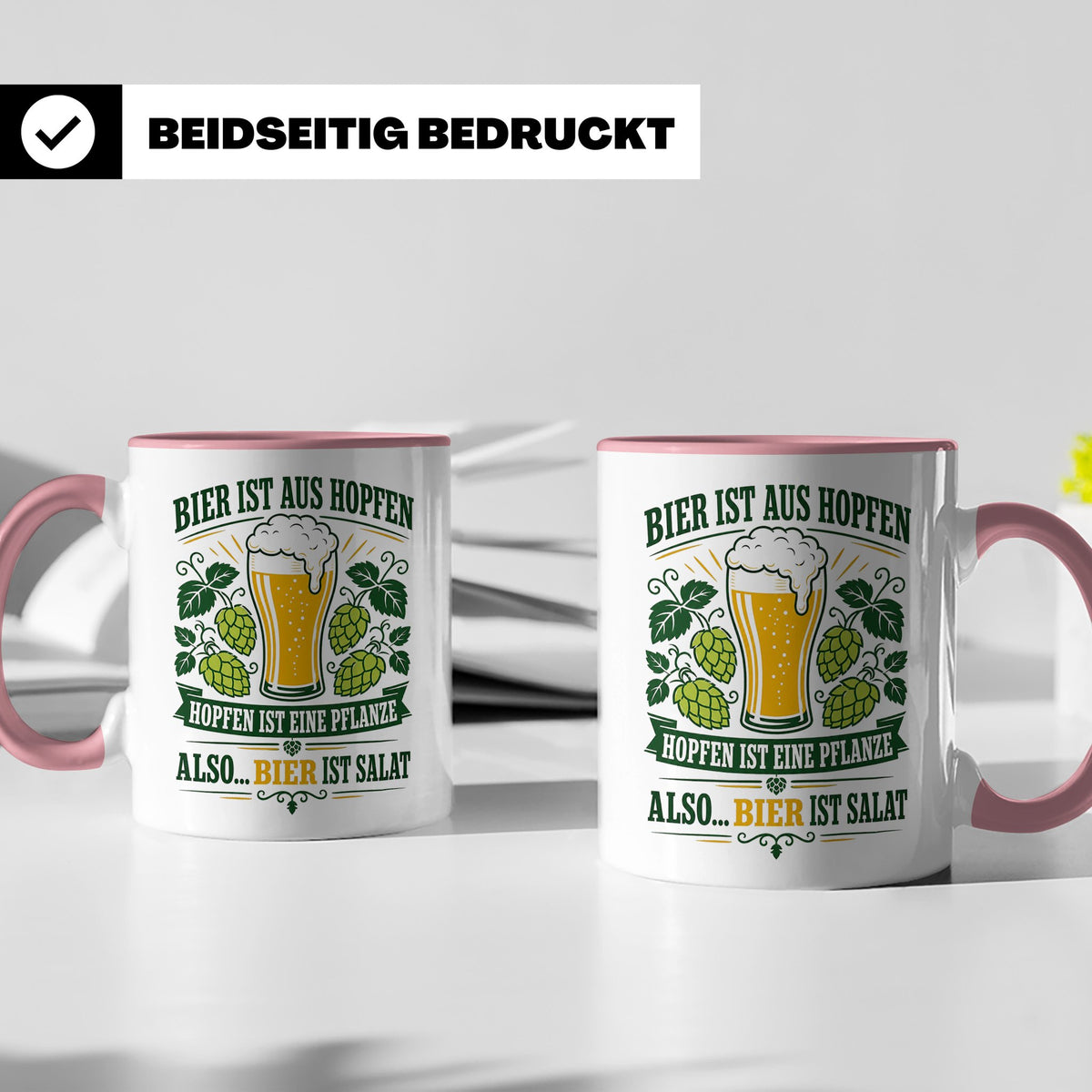Bier Tasse Bier ist Salat - Lustiges Geschenk für Biertrinke – Rosa [farbe:rosa]