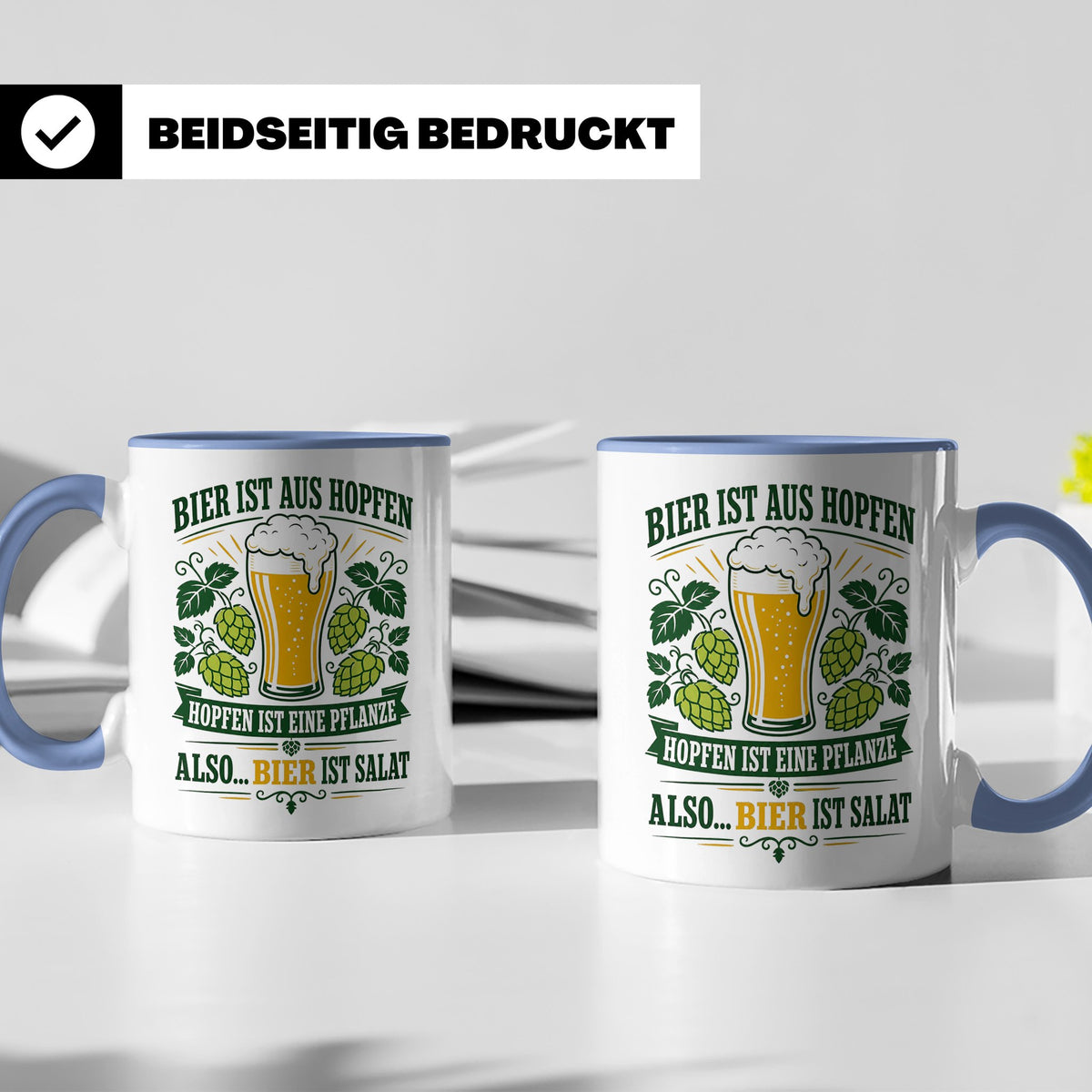 Bier Tasse Bier ist Salat - Lustiges Geschenk für Biertrinke – Blau [farbe:blau]