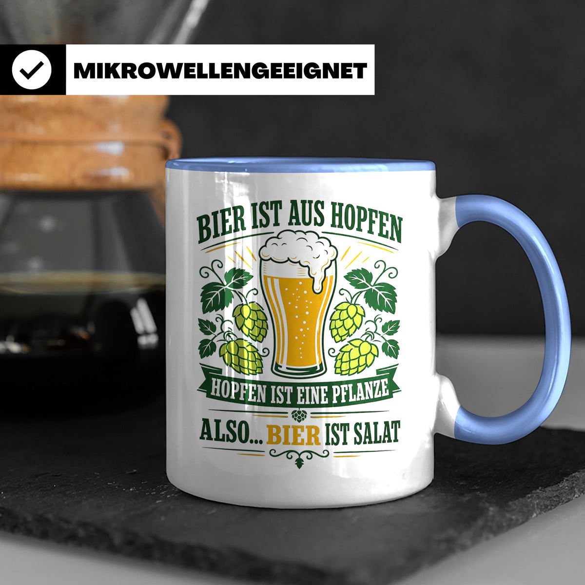 Bier Tasse Bier ist Salat - Lustiges Geschenk für Biertrinke – Blau [farbe:blau]