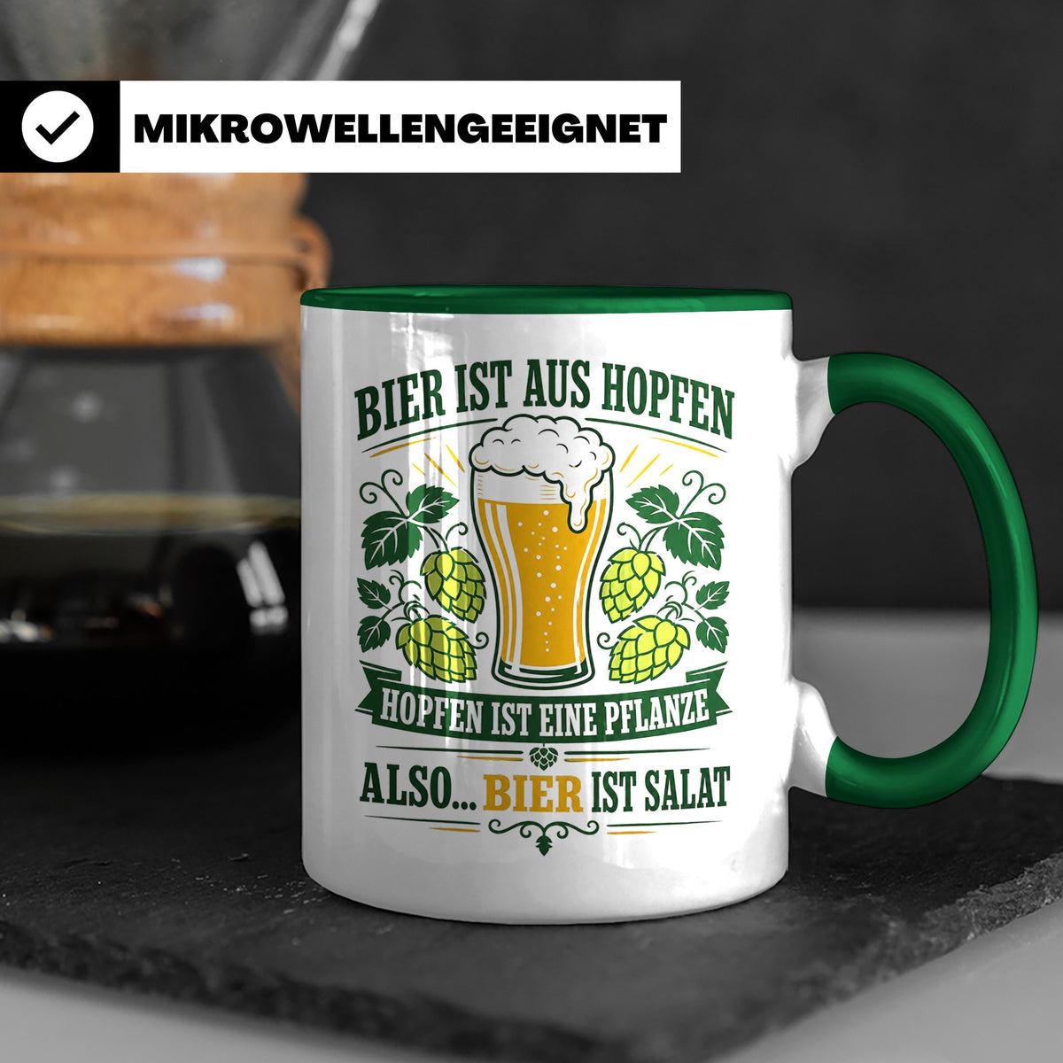 Bier Tasse Bier ist Salat - Lustiges Geschenk für Biertrinke – Grün [farbe:grün]