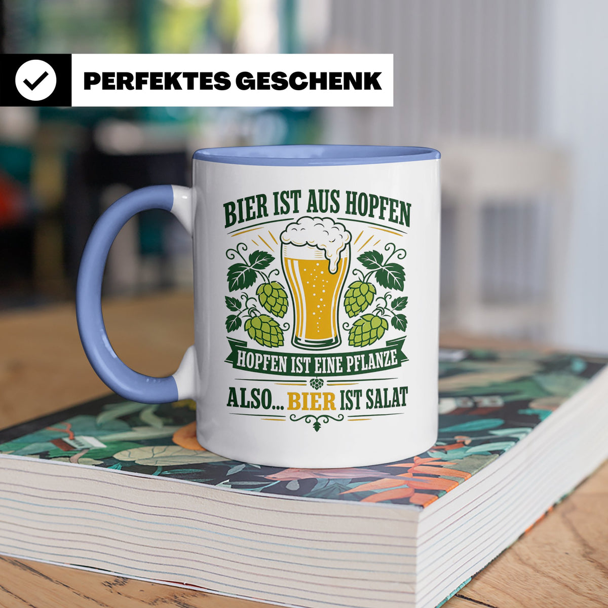 Bier Tasse Bier ist Salat - Lustiges Geschenk für Biertrinke – Blau [farbe:blau]