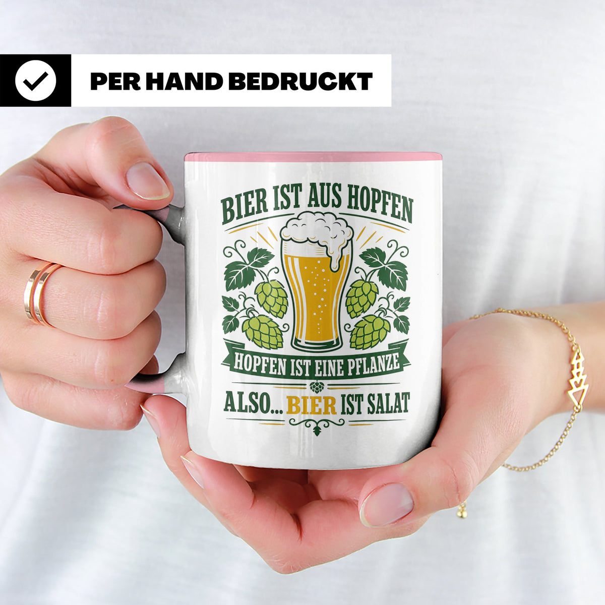 Bier Tasse Bier ist Salat - Lustiges Geschenk für Biertrinke – Rosa [farbe:rosa]