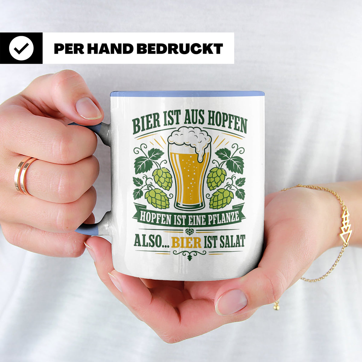 Bier Tasse Bier ist Salat - Lustiges Geschenk für Biertrinke – Blau [farbe:blau]