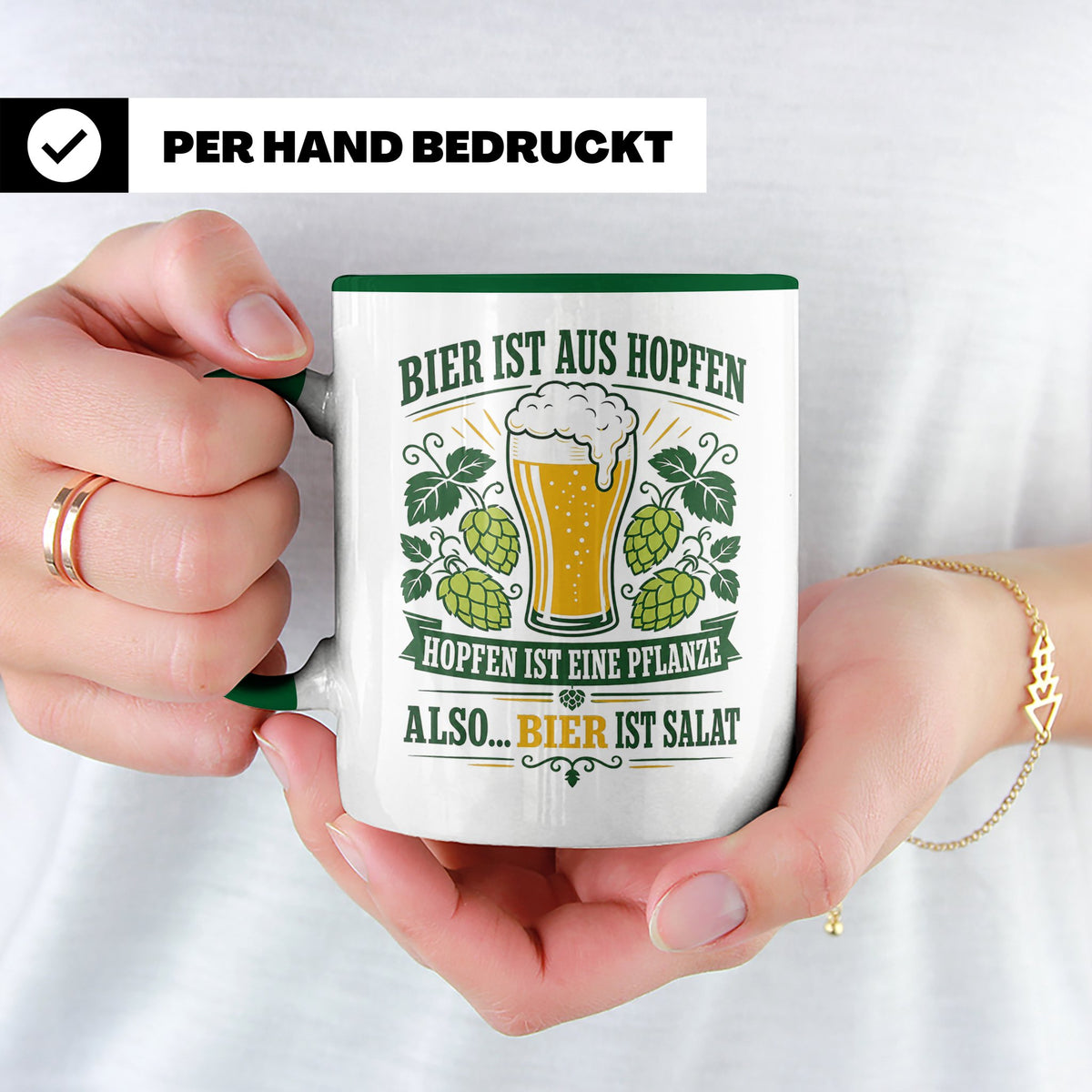 Bier Tasse Bier ist Salat - Lustiges Geschenk für Biertrinke – Grün [farbe:grün]