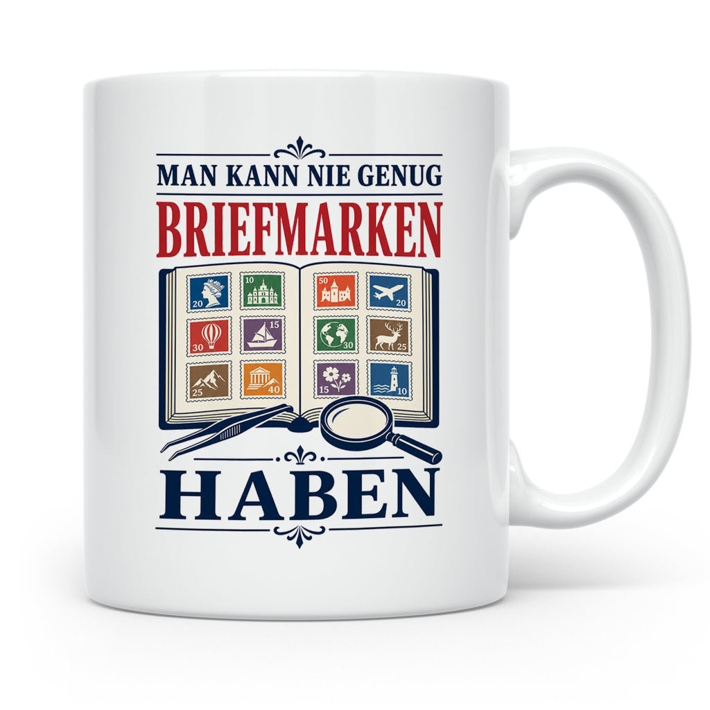 Briefmarken Tasse Man kann nie genug Briefmarken haben - Ges – Weiß [farbe:weiß]