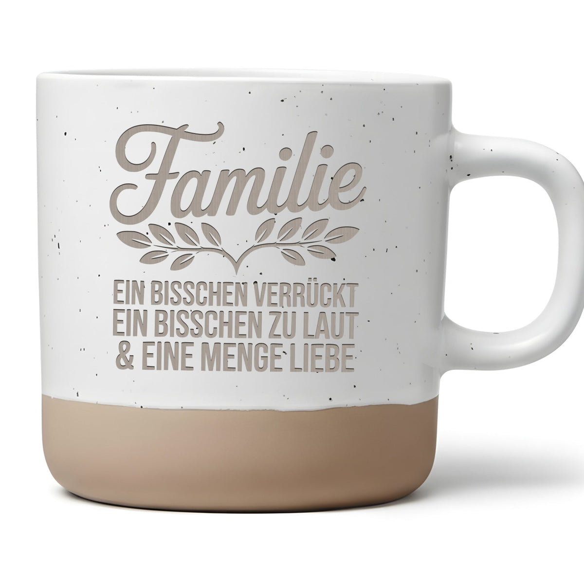 Familie Tasse mit Spruch Ein bisschen verrückt Laut Liebe Kaffeetasse Familiengeschenk Geschenkidee Geburtstag Einzug Tasse Eltern