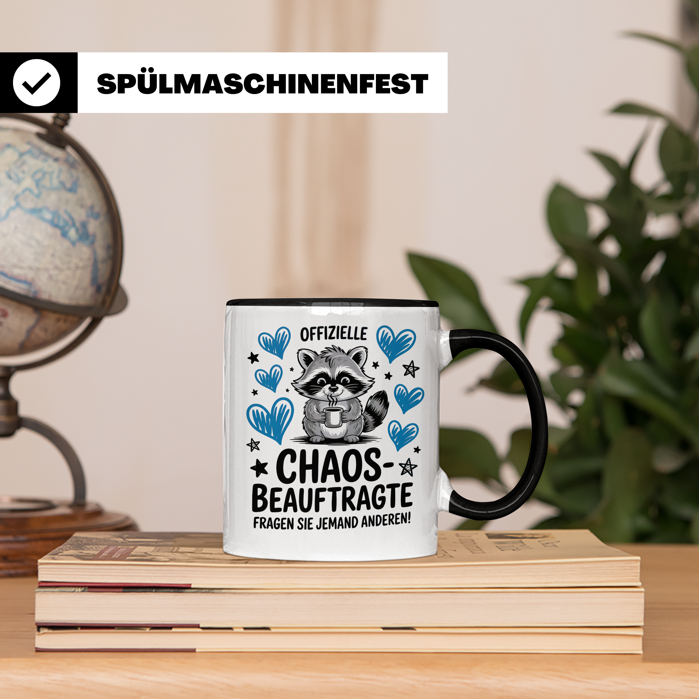 Waschtag Tasse - Offizielle Chaosbeauftragte Waschbär Kaffeetasse für Chaoten & Morgenmuffel - Geschenkidee mit Spruch für Ordnungsliebhaber