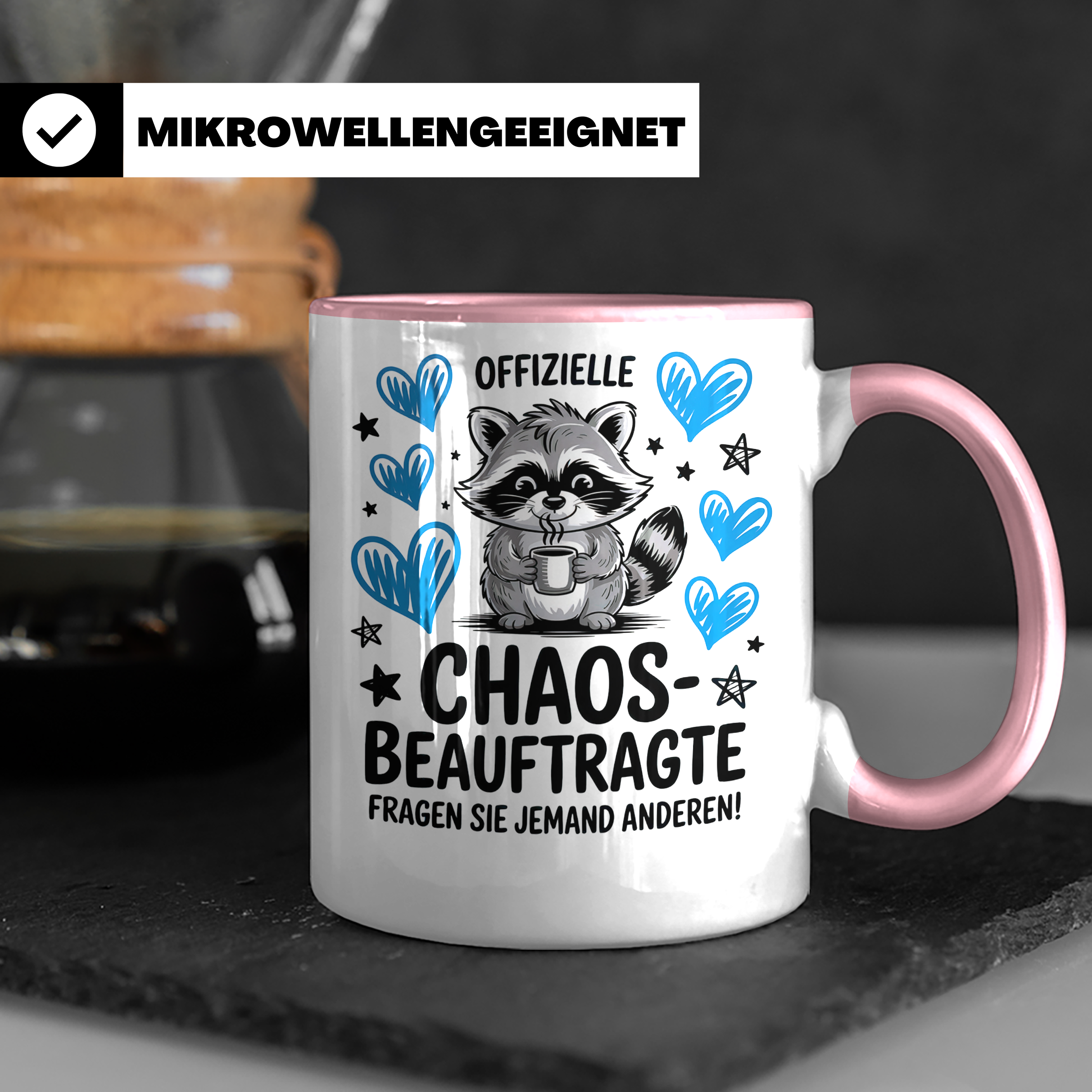 Waschtag Tasse - Offizielle Chaosbeauftragte Waschbär Kaffeetasse für Chaoten & Morgenmuffel - Geschenkidee mit Spruch für Ordnungsliebhaber