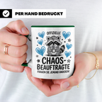 Waschtag Tasse - Offizielle Chaosbeauftragte Waschbär Kaffeetasse für Chaoten & Morgenmuffel - Geschenkidee mit Spruch für Ordnungsliebhaber