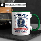 Briefmarken Tasse Stolzer Briefmarkensammler nur schlaue Leu – Grün [farbe:grün]