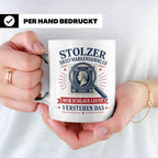 Briefmarken Tasse Stolzer Briefmarkensammler nur schlaue Leu – Weiß [farbe:weiß]