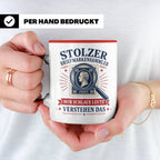 Briefmarken Tasse Stolzer Briefmarkensammler nur schlaue Leu – Rot [farbe:rot]