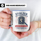 Briefmarken Tasse Stolzer Briefmarkensammler nur schlaue Leu – Blau [farbe:blau]