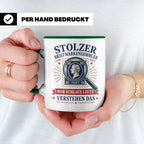 Briefmarken Tasse Stolzer Briefmarkensammler nur schlaue Leu – Grün [farbe:grün]
