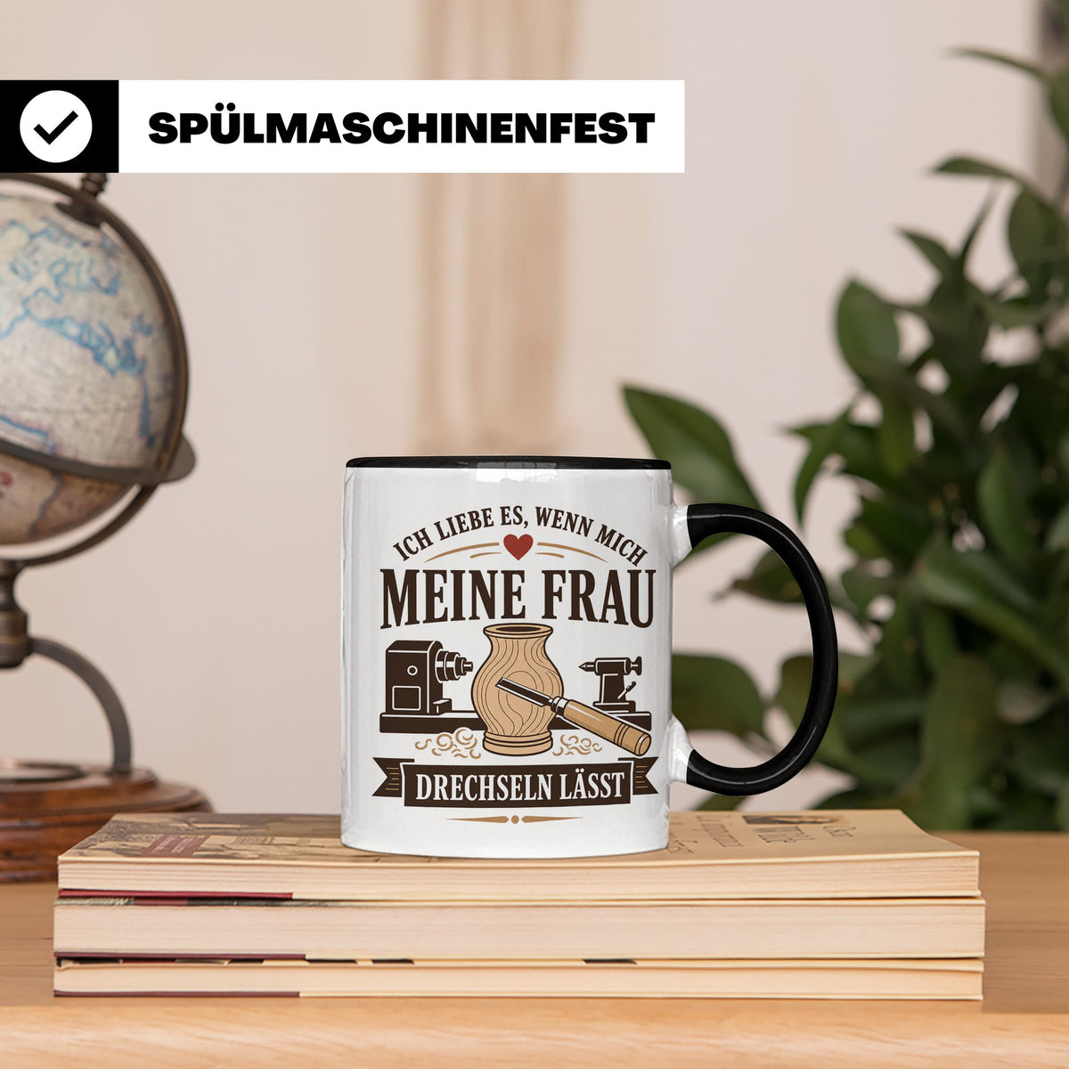 Drechseln Tasse Ich liebe es wenn mich meine Frau drechseln  – Schwarz [farbe:schwarz]