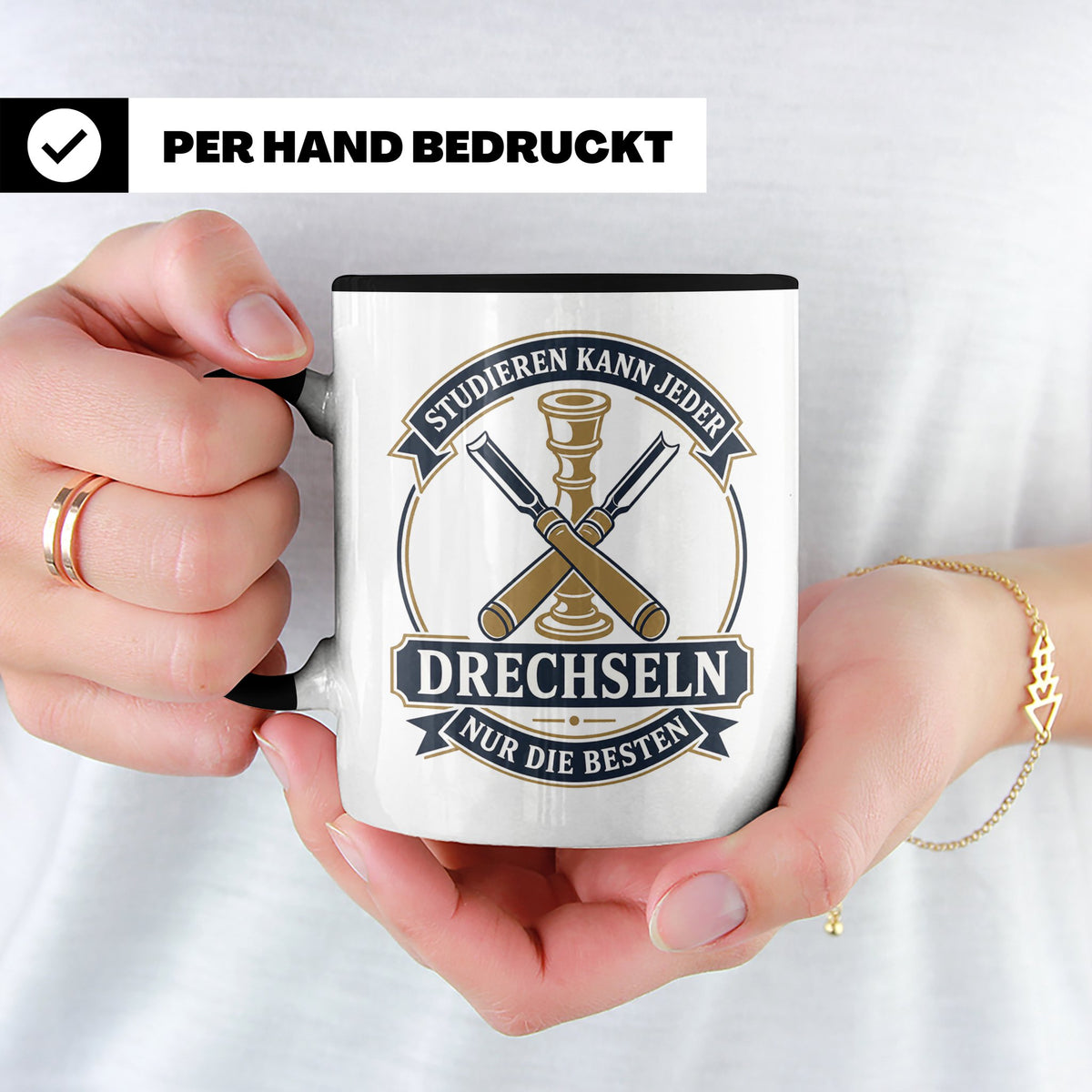 Drechseln Tasse Studieren kann jeder Drechseln nur die Beste – Schwarz [farbe:schwarz]