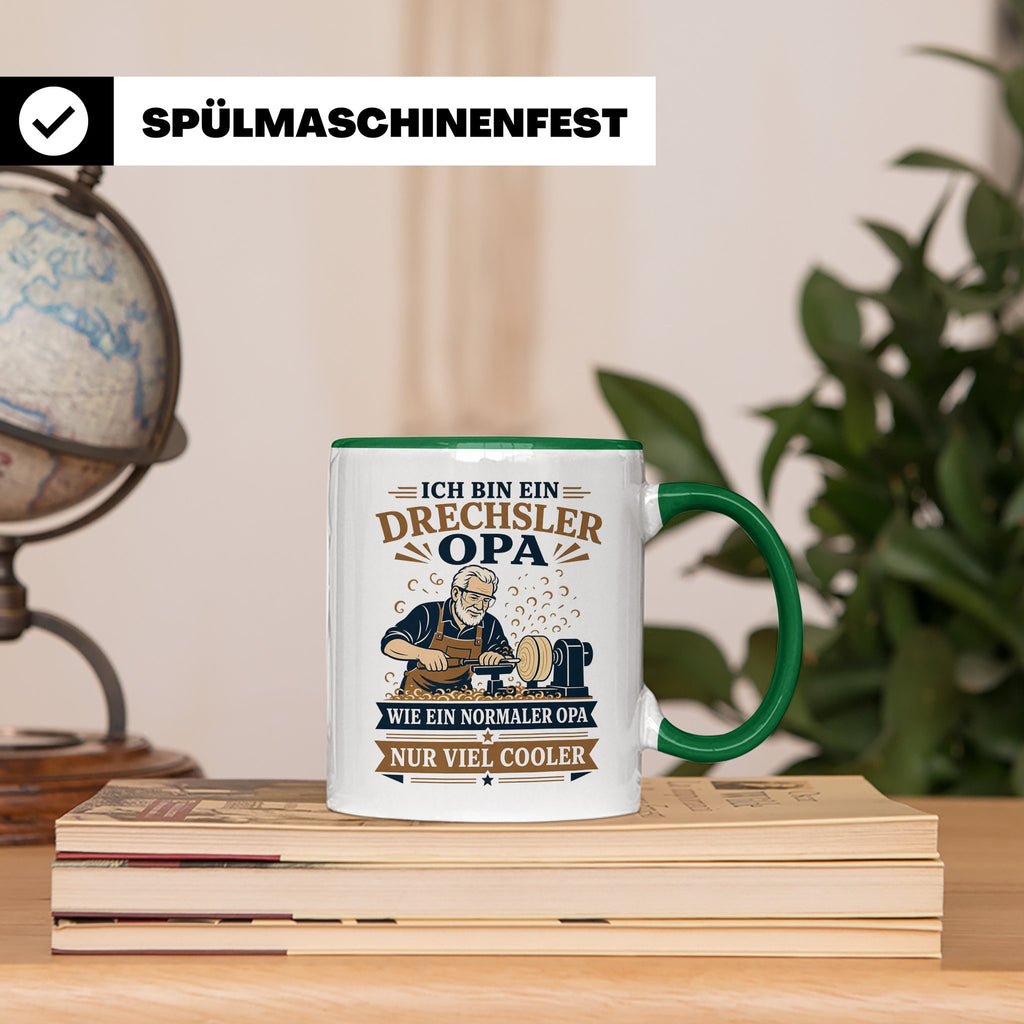 Drechsler Tasse Drechsler Opa wie ein normaler Opa nur viel  – Grün [farbe:grün]