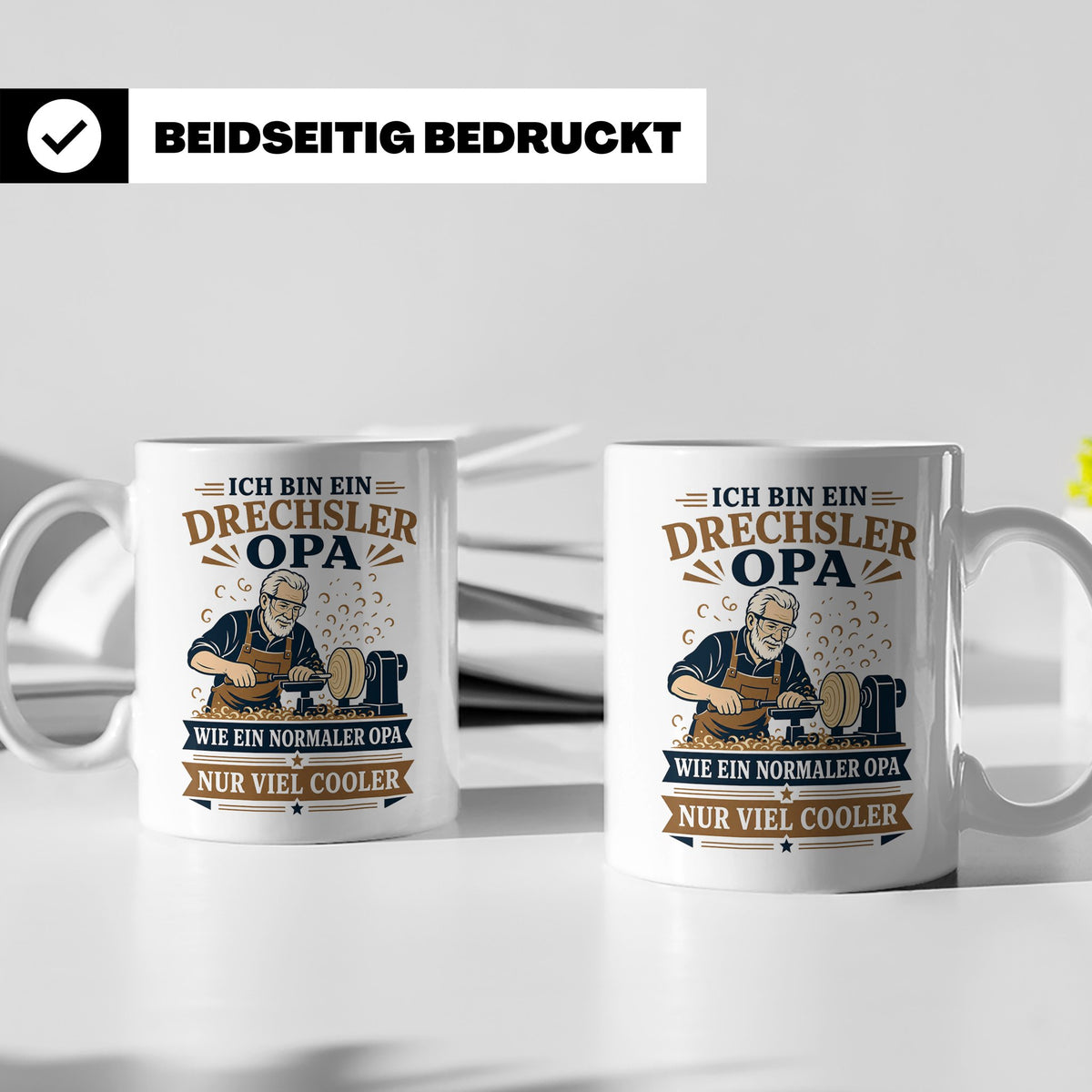 Drechsler Tasse Drechsler Opa wie ein normaler Opa nur viel  – Weiß [farbe:weiß]