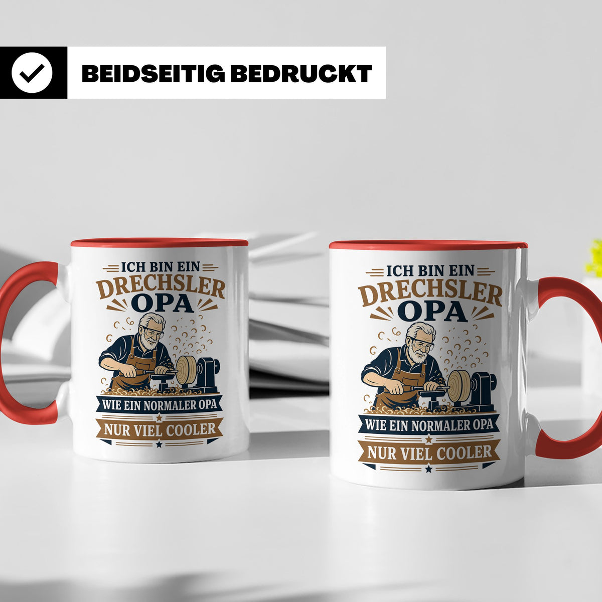 Drechsler Tasse Drechsler Opa wie ein normaler Opa nur viel  – Rot [farbe:rot]