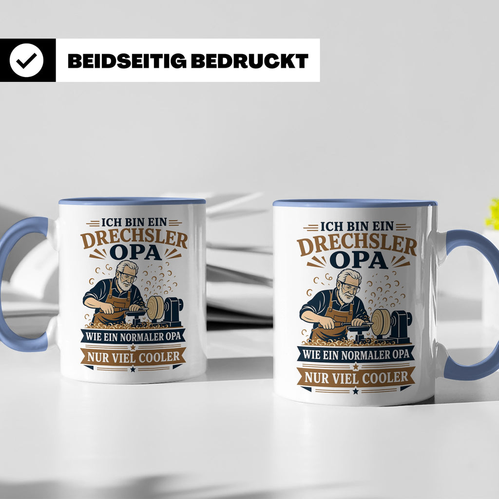 Drechsler Tasse Drechsler Opa wie ein normaler Opa nur viel  – Blau [farbe:blau]
