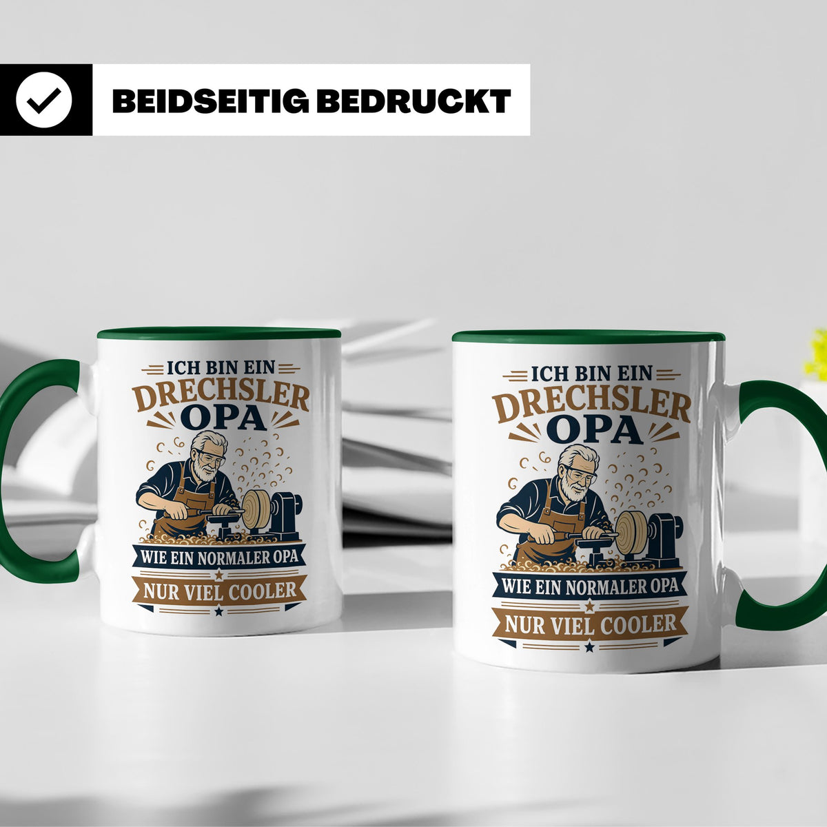 Drechsler Tasse Drechsler Opa wie ein normaler Opa nur viel  – Grün [farbe:grün]