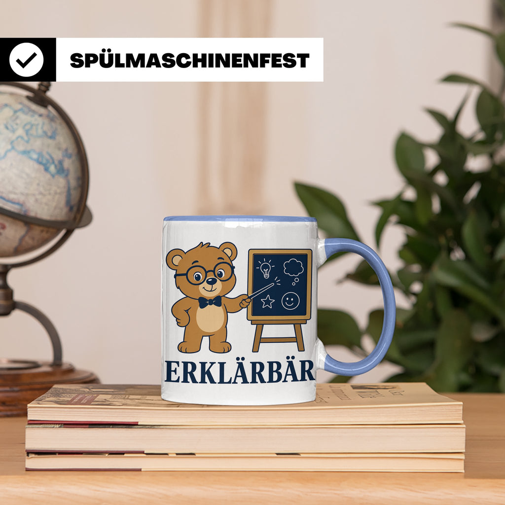 Lehrer Tasse Erklärbär - Lustiges Geschenk für Lehrerin Refe – Blau [farbe:blau]
