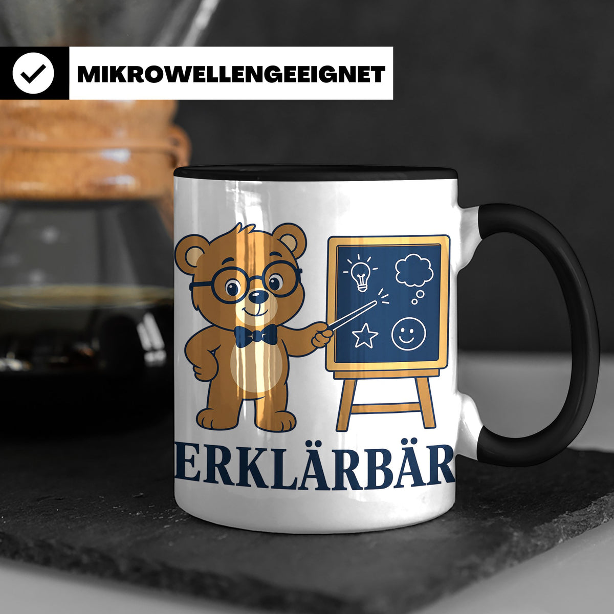 Lehrer Tasse Erklärbär - Lustiges Geschenk für Lehrerin Refe – Schwarz [farbe:schwarz]