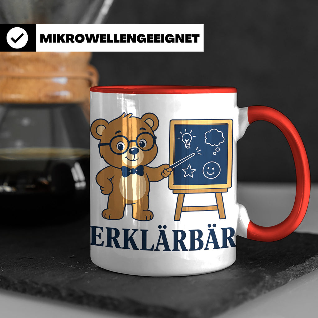 Lehrer Tasse Erklärbär - Lustiges Geschenk für Lehrerin Refe – Rot [farbe:rot]