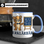 Lehrer Tasse Erklärbär - Lustiges Geschenk für Lehrerin Refe – Blau [farbe:blau]