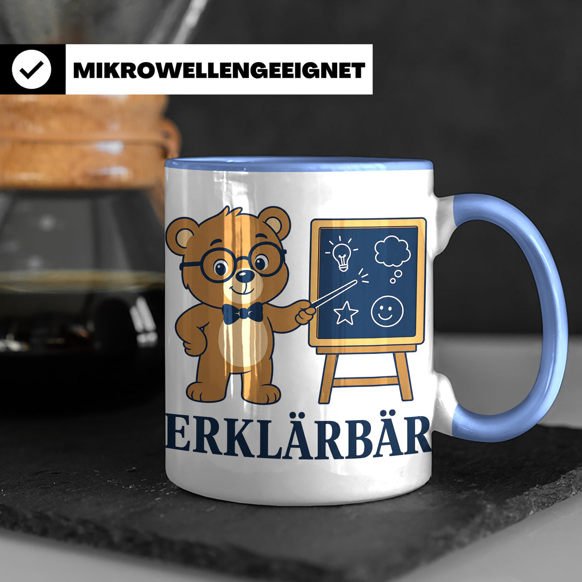 Lehrer Tasse Erklärbär - Lustiges Geschenk für Lehrerin Refe – Blau [farbe:blau]