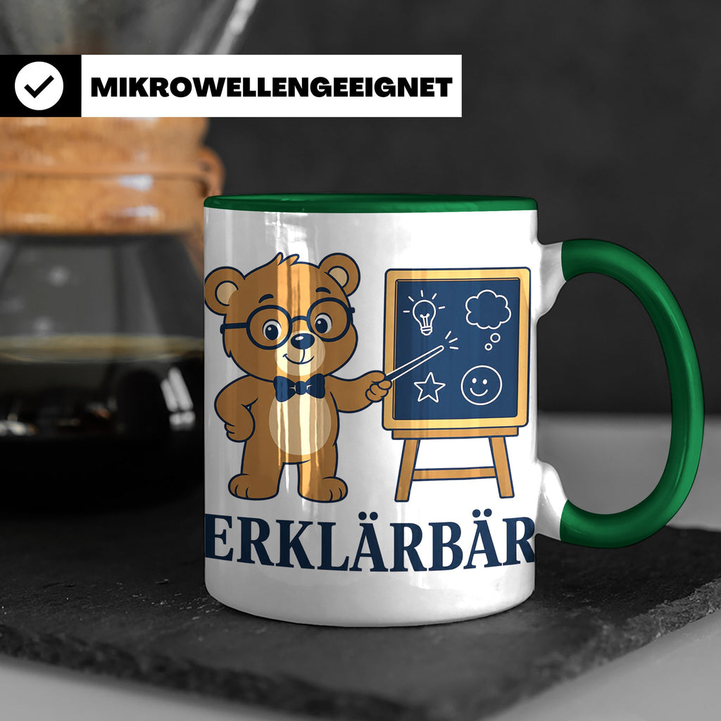 Lehrer Tasse Erklärbär - Lustiges Geschenk für Lehrerin Refe – Grün [farbe:grün]