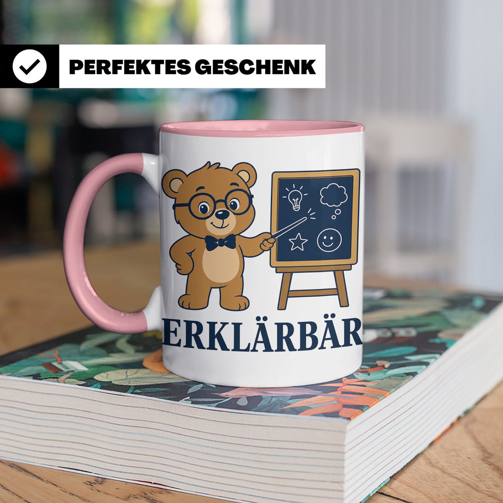 Lehrer Tasse Erklärbär - Lustiges Geschenk für Lehrerin Refe – Rosa [farbe:rosa]