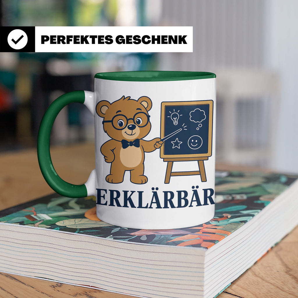 Lehrer Tasse Erklärbär - Lustiges Geschenk für Lehrerin Refe – Grün [farbe:grün]