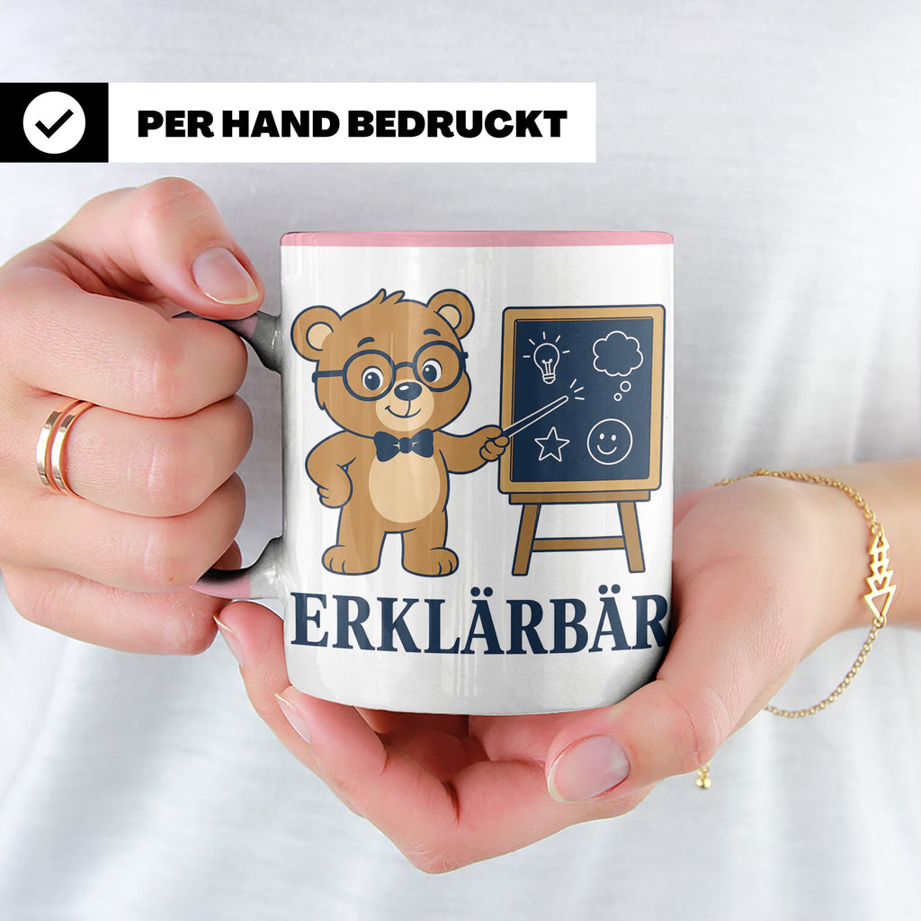 Lehrer Tasse Erklärbär - Lustiges Geschenk für Lehrerin Refe – Rosa [farbe:rosa]