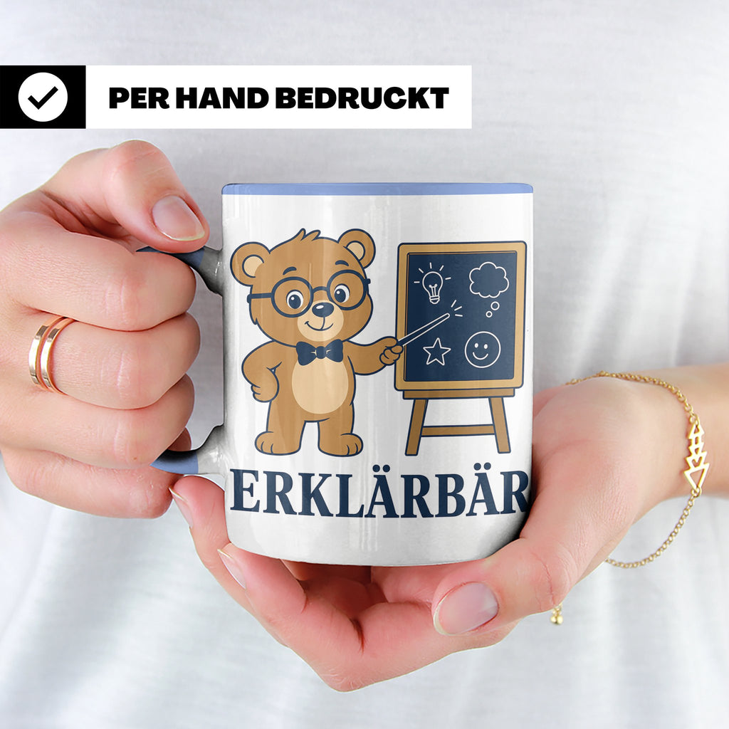 Lehrer Tasse Erklärbär - Lustiges Geschenk für Lehrerin Refe – Blau [farbe:blau]